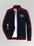 P&B Terry Fleece Zipper Mock Neck Jacket For Men-Navy & Maroon-BE2820