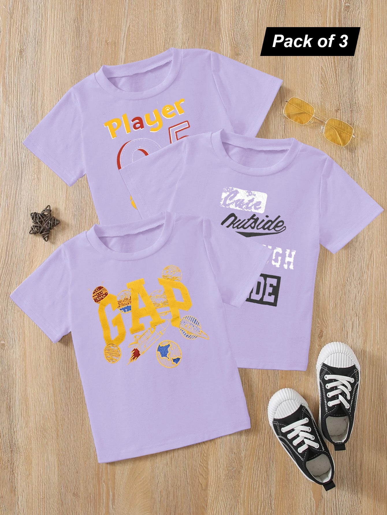 Pack Of 3 Crew Neck Tee Shirt For Kids-BR14153