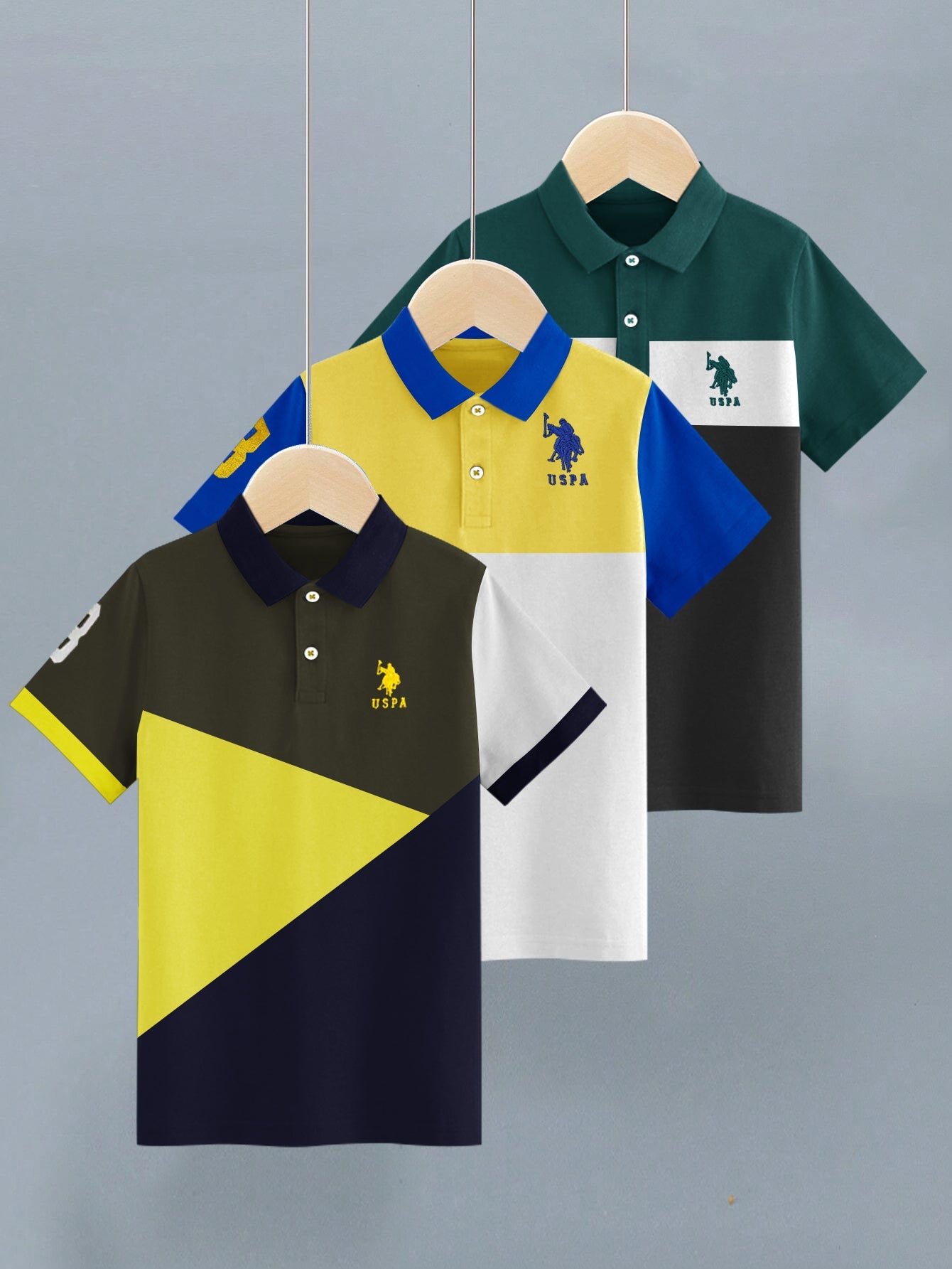 Pack Of 3 Single Jersey Polo Shirts For Kids-BE3351/BR15790