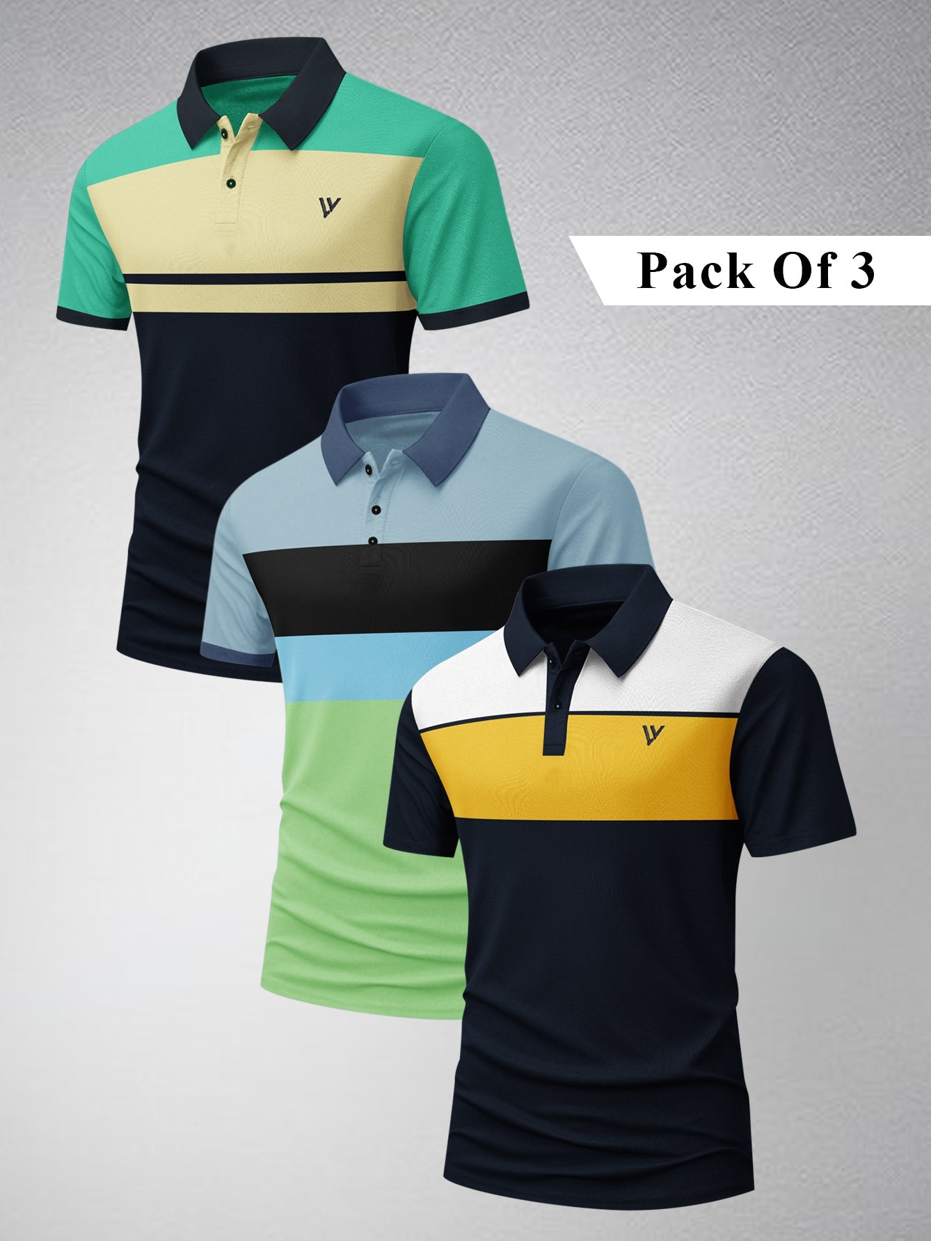 Pack Of 3 Summer Polo Shirt For Men-BE3320/BR15758