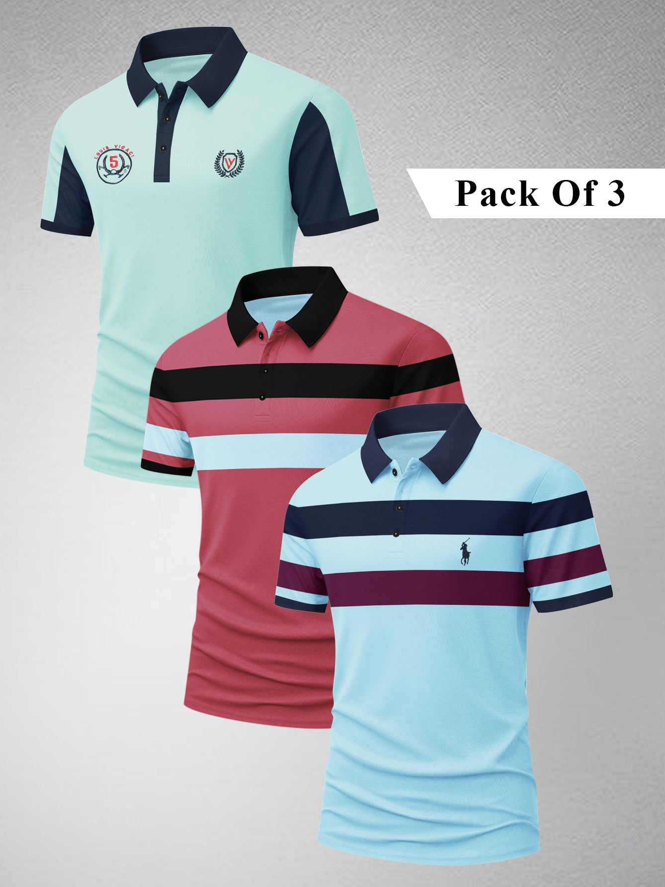 Pack Of 3 Summer Polo Shirt For Men-BE3340/BR15780