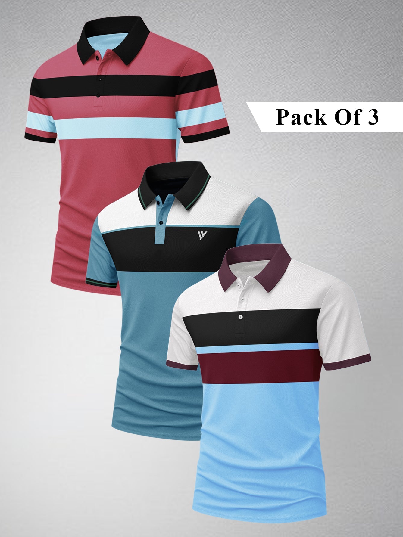 Pack Of 3 Summer Polo Shirt For Men-BE3341/BR15781