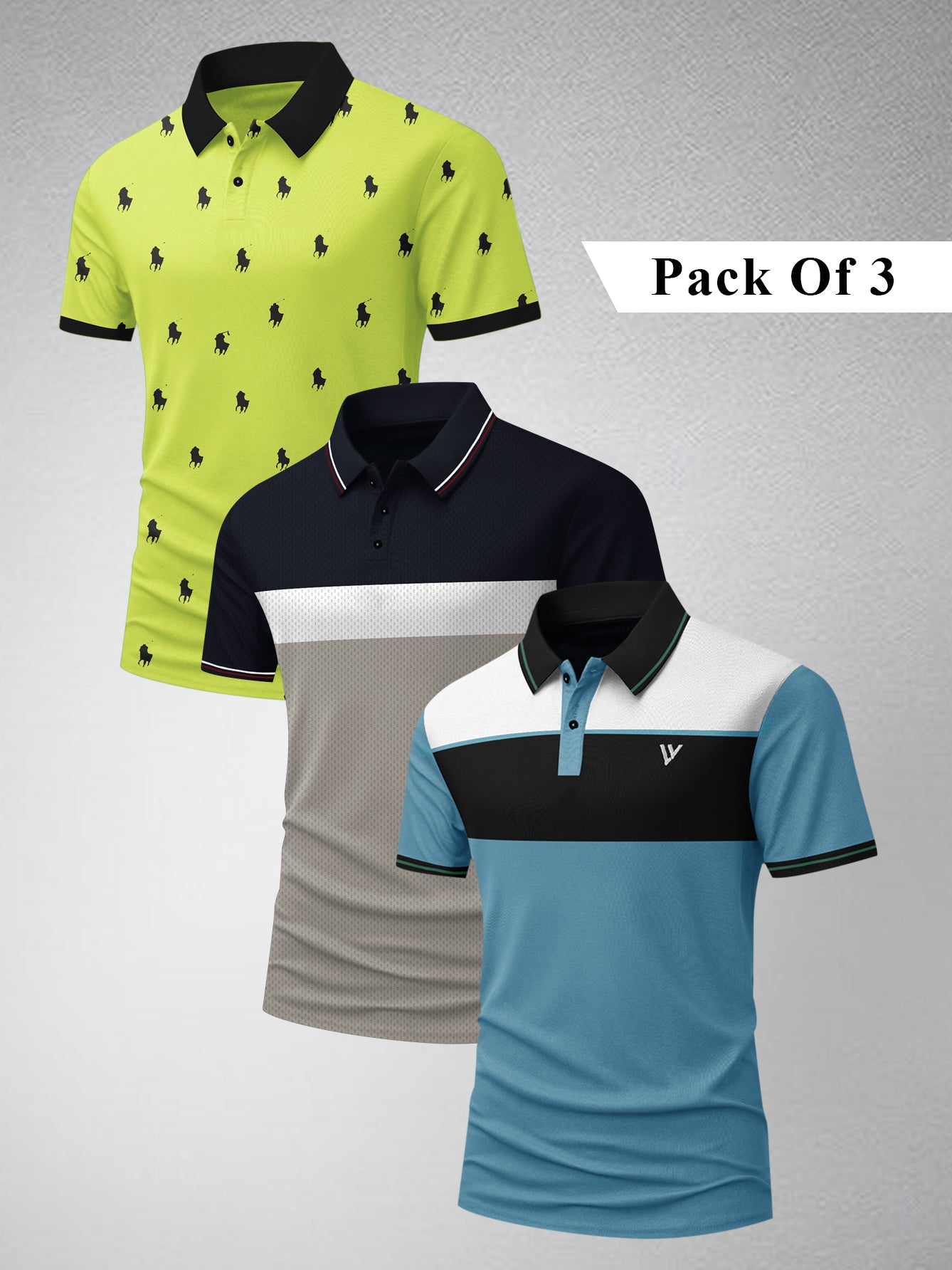 Pack Of 3 Summer Polo Shirt For Men-BE3326/BR15766