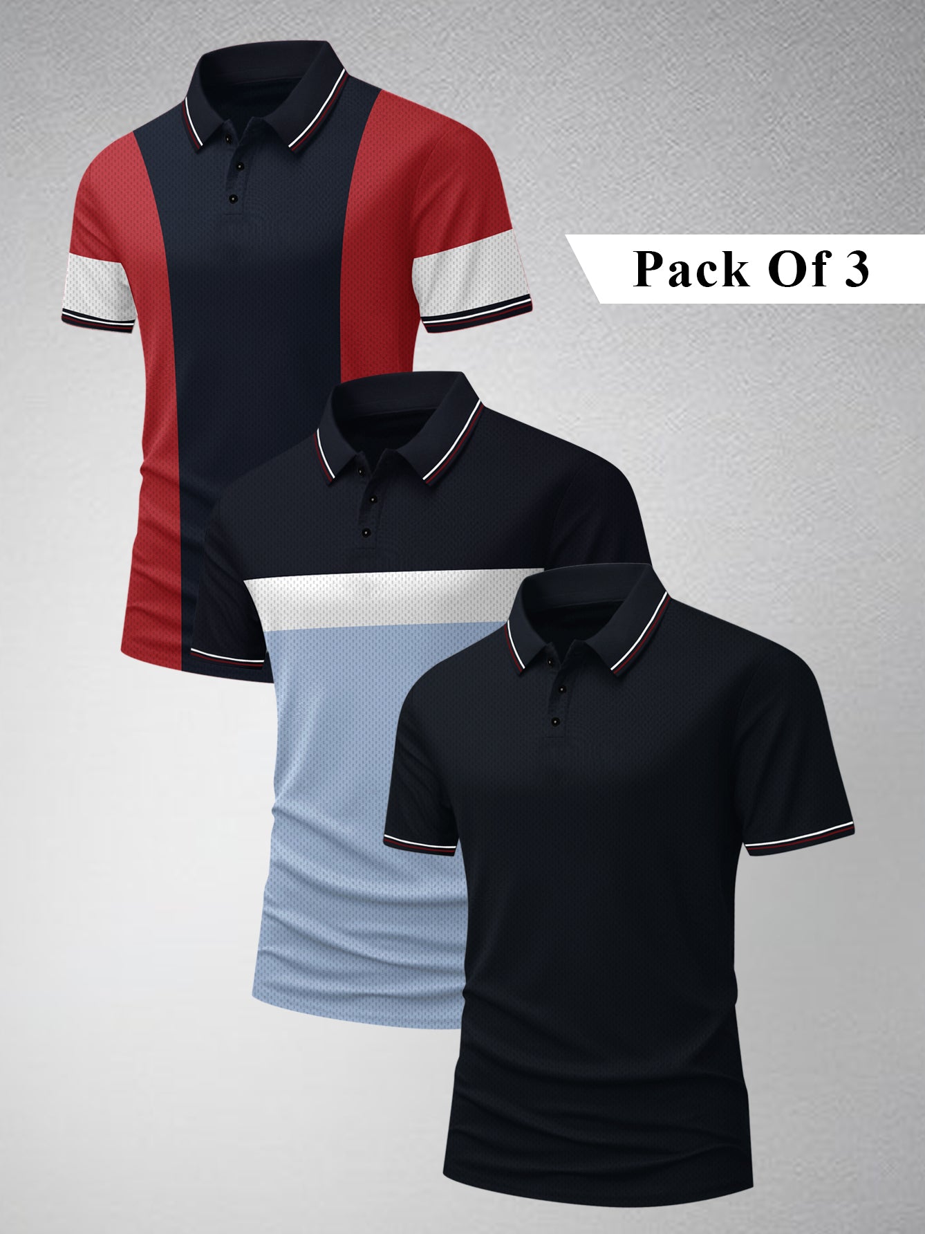 Pack Of 3 Summer Polo Shirt For Men-BE3361/BR15809