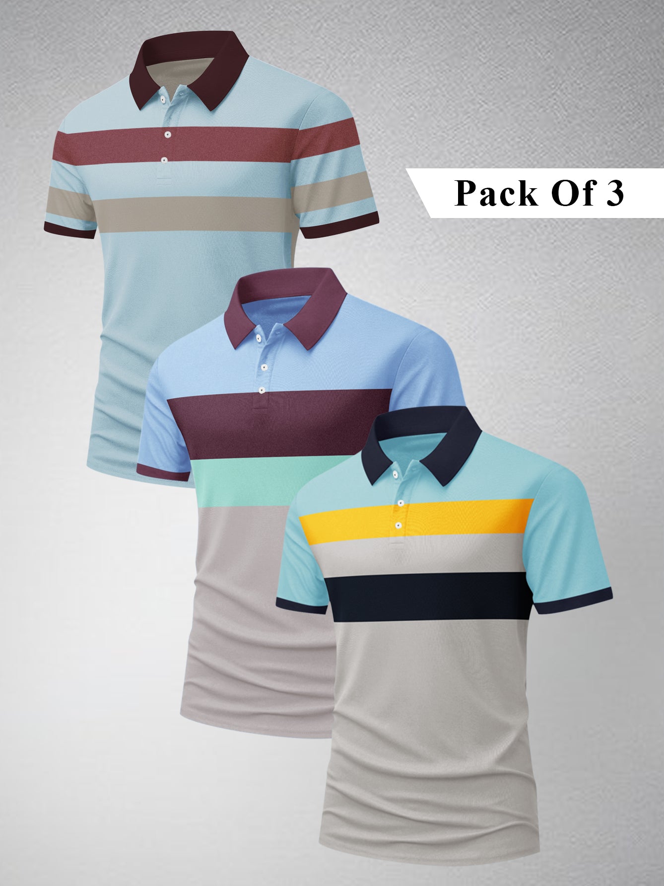 Pack Of 3 Summer Polo Shirt For Men-BE3363/BR15811