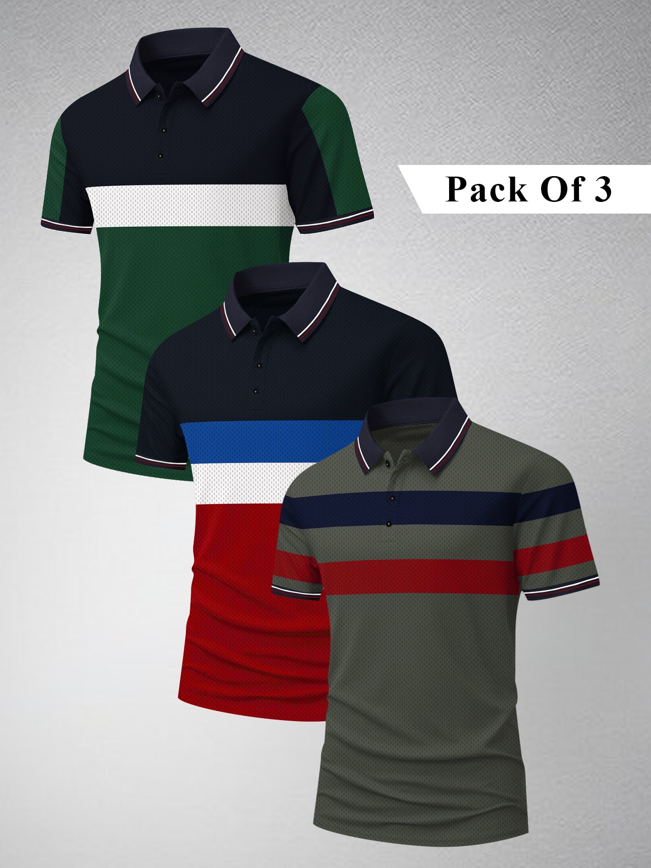 Pack Of 3 Summer Polo Shirt For Men-BE3364/BR15812