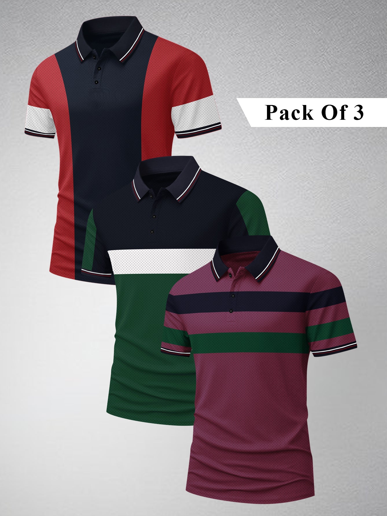 Pack Of 3 Summer Polo Shirt For Men-BE3367/BR15815