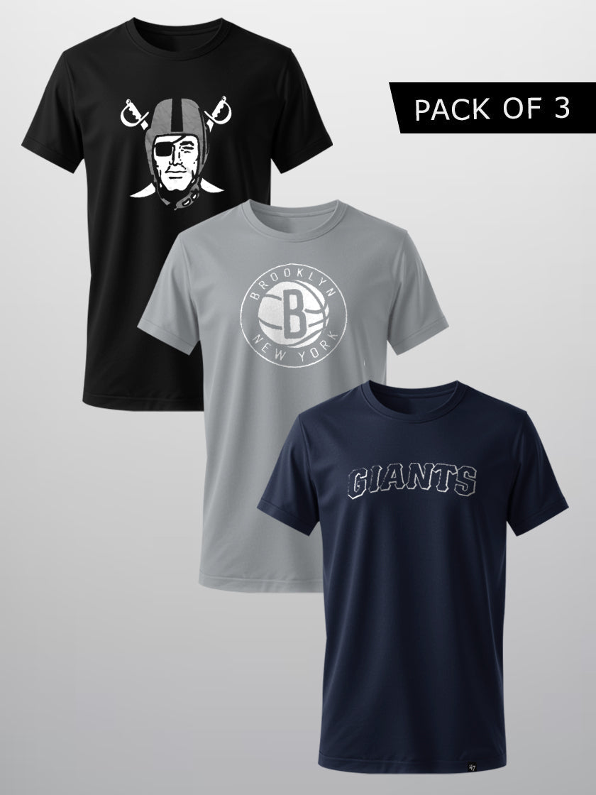 Pack Of 3 Summer Single Jersey Tee Shirts For Men-BE3333/BR15773