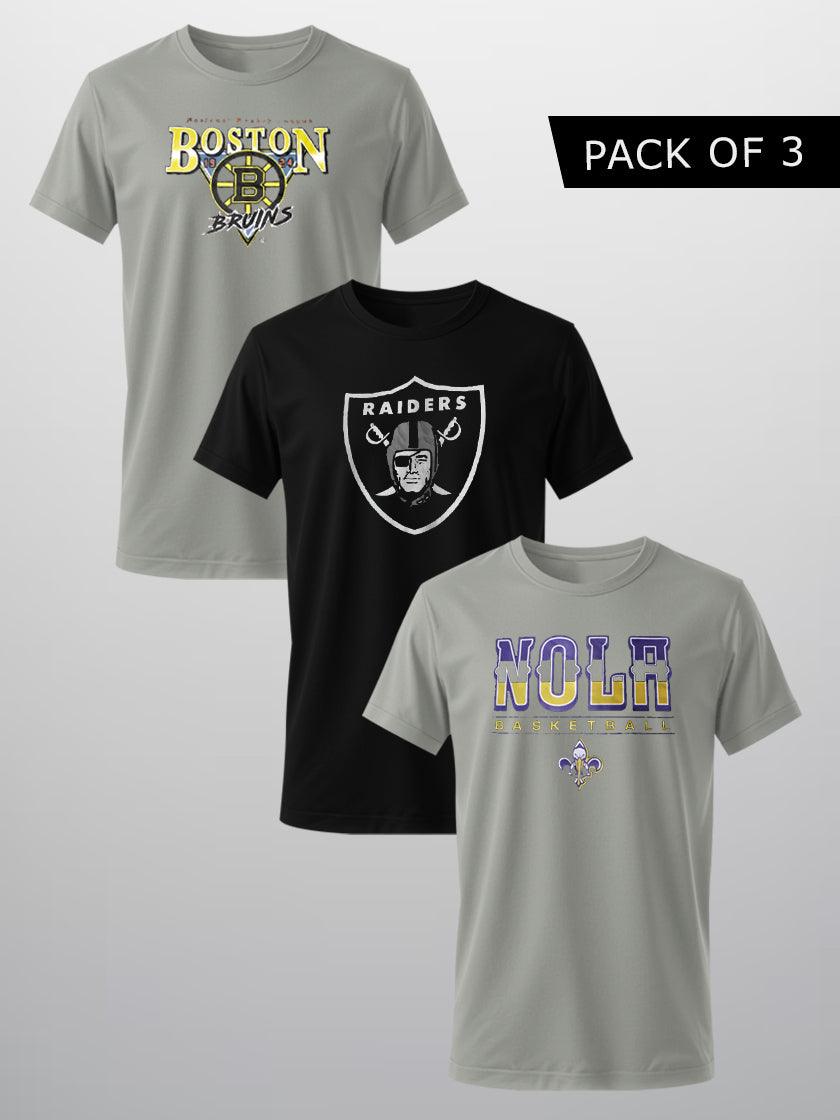 Pack Of 3 Summer Single Jersey Tee Shirts For Men-BE3337/BR15777