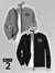 Pack of 2 P&B Terry Fleece Zipper Mock Neck Jacket For Men-Black & Dark Grey Melange-BE2827