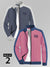 Pack of 2 P&B Terry Fleece Zipper Mock Neck Jacket For Men-Bond Blue & Pink-BE2878