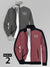 Pack of 2 P&B Terry Fleece Zipper Mock Neck Jacket For Men-Charcoal & Carrot Red-BE2967