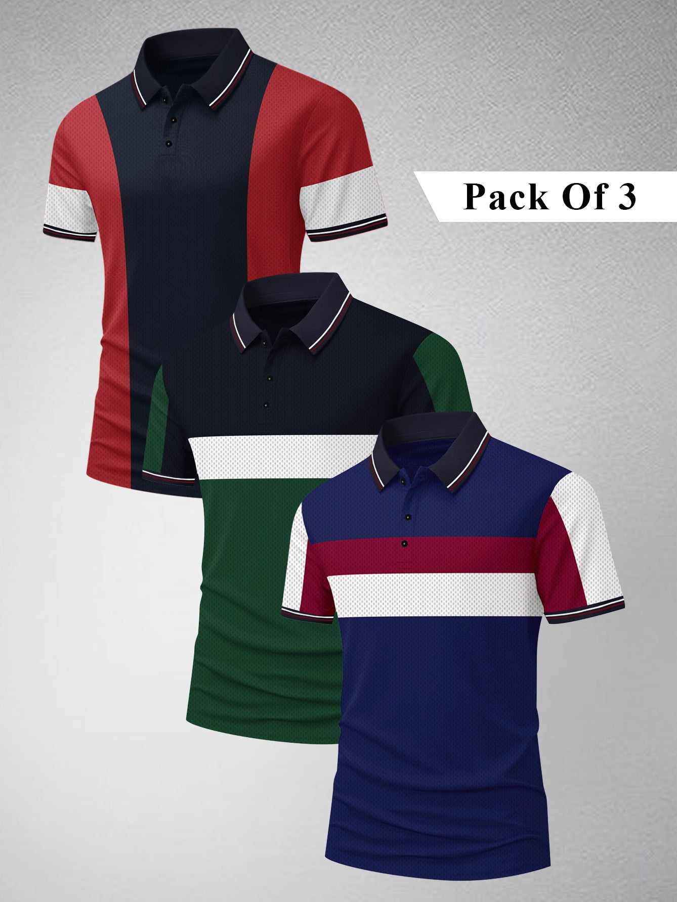 Pack Of 3 Summer Polo Shirt For Men-BE3367/BR15815