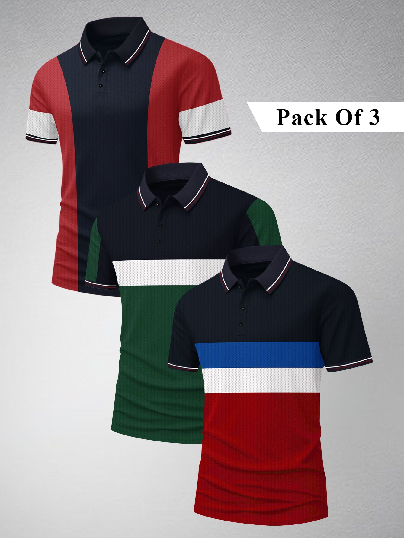 Pack Of 3 Summer Polo Shirt For Men-BE3367/BR15815