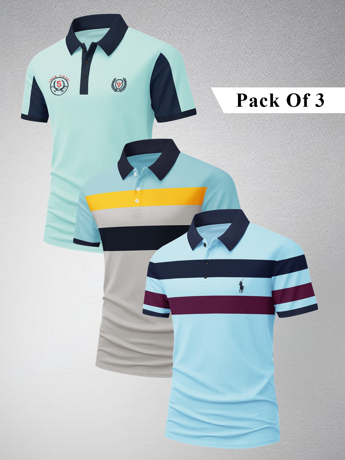 Pack Of 3 Summer Polo Shirt For Men-BE3340/BR15780