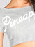 Pineapple Terry Fleece Off Shoulder Cropped Sweatshirt For Ladies-Grey Melange-BE2846/BR14728