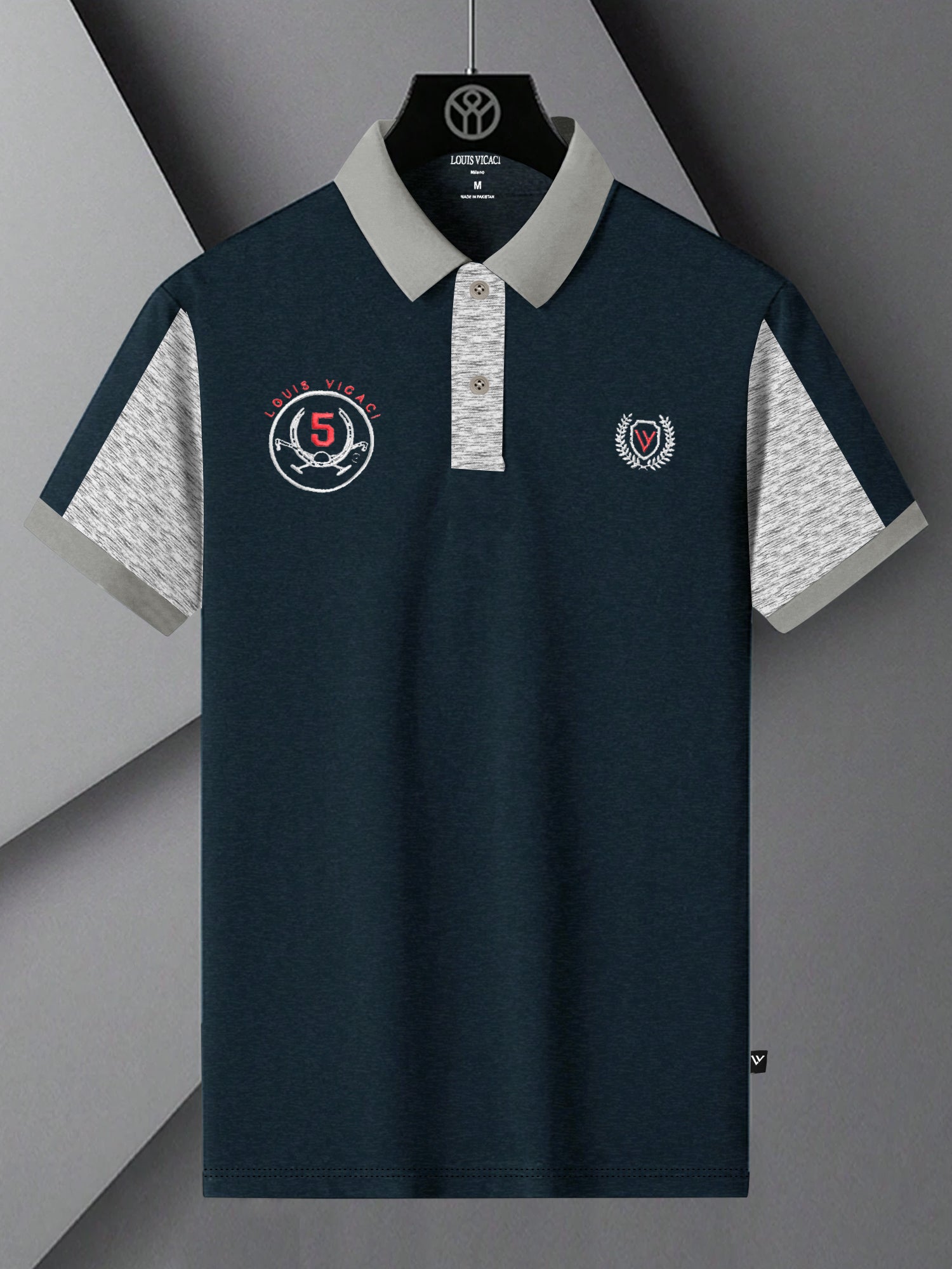 LV Summer Polo Shirt For Men-Dark Navy Melange-SP1574