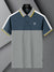 LV Summer Polo Shirt For Men-Grey Melange with Ocean Blue Panel-SP1524/RT2359