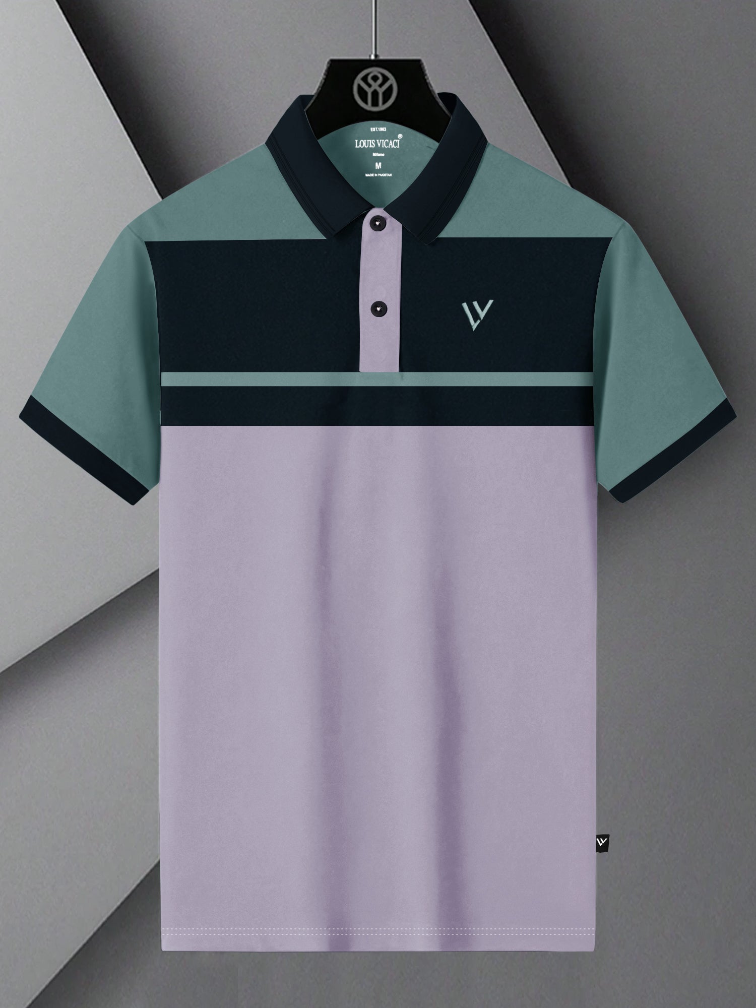 LV Summer Polo Shirt For Men-Purple with Navy & Bond Blue-SP1589