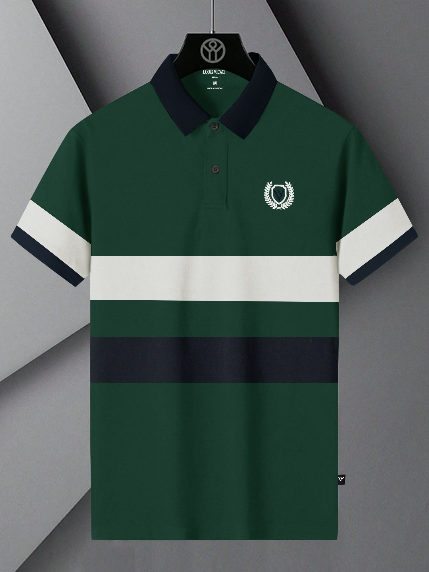 LV Summer Polo Shirt For Men- Dark Green with Navy-SP1505