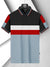 LV Summer Active Wear Polo Shirt For Men-Slate Blue & Black with Panels-SP2712/RT2534