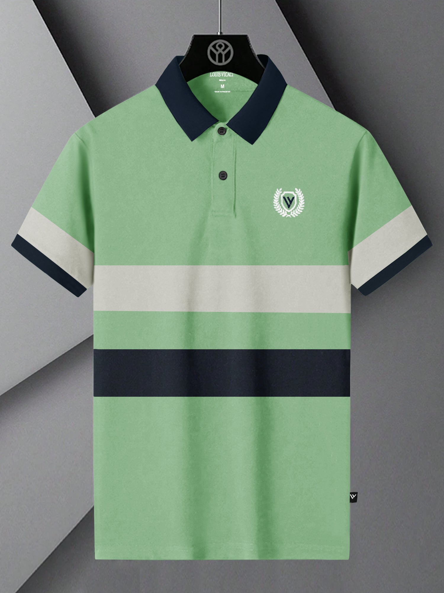 LV Summer Polo Shirt For Men-Parrot Green with Navy-SP1514