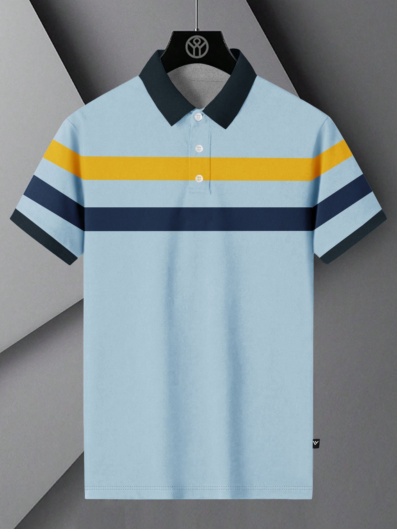 NXT Summer Polo Shirt For Men-Sky Blue With Stripes-SP1520/RT2355