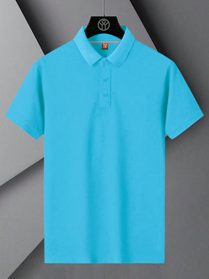 PYPR Summer Solid Polo Shirt For Men-Sky Blue-BE1593/BR13824