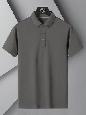 PYPR Summer Solid Polo Shirt For Men-Grey-BE1590