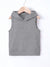 Popular Sports Sleeveless Hooded Top For Girls-Grey Melange-BE1450