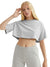 Popular Sports Crew Neck Crop Top For Women-Grey Melange-BE1458