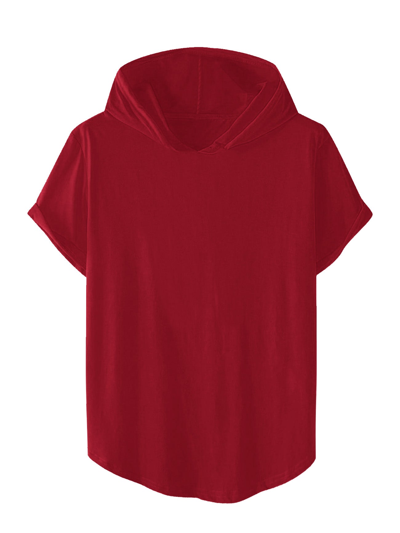 Popular Sports Short Sleeve Viscous Hooded Tee Shirt For Women-Red-BE1764