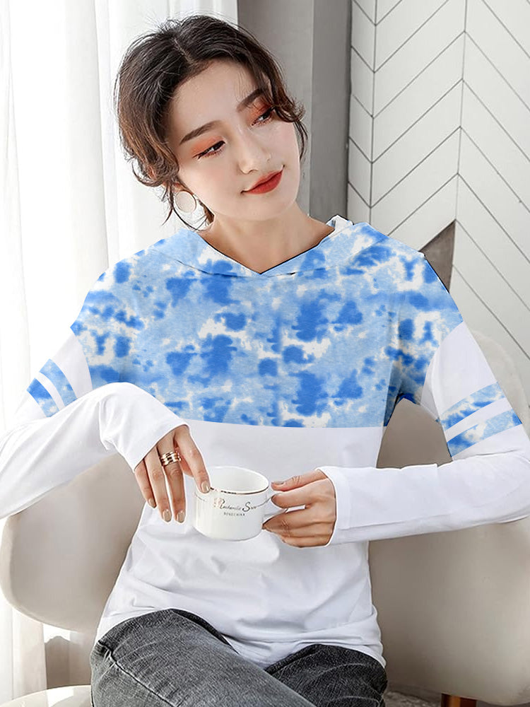 Popular Tee Shirt For Women-White with Sky Print-BE1459