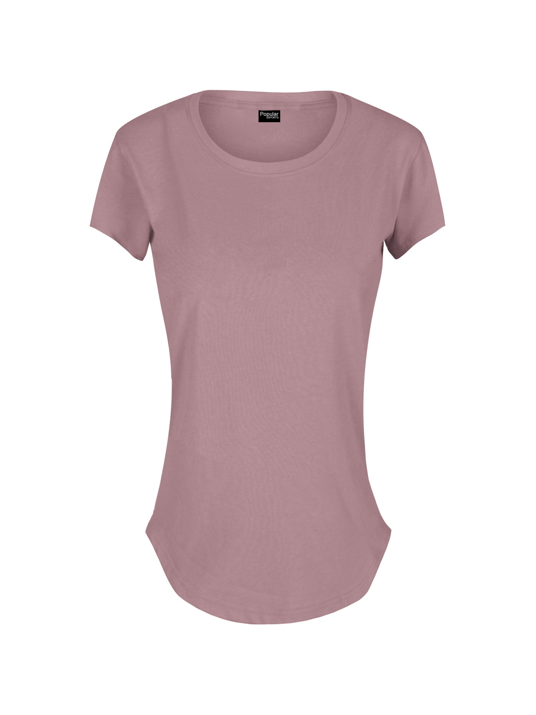 Popular Sports Curved Hem Long T Shirt For Women-Tea Pink-BE1753