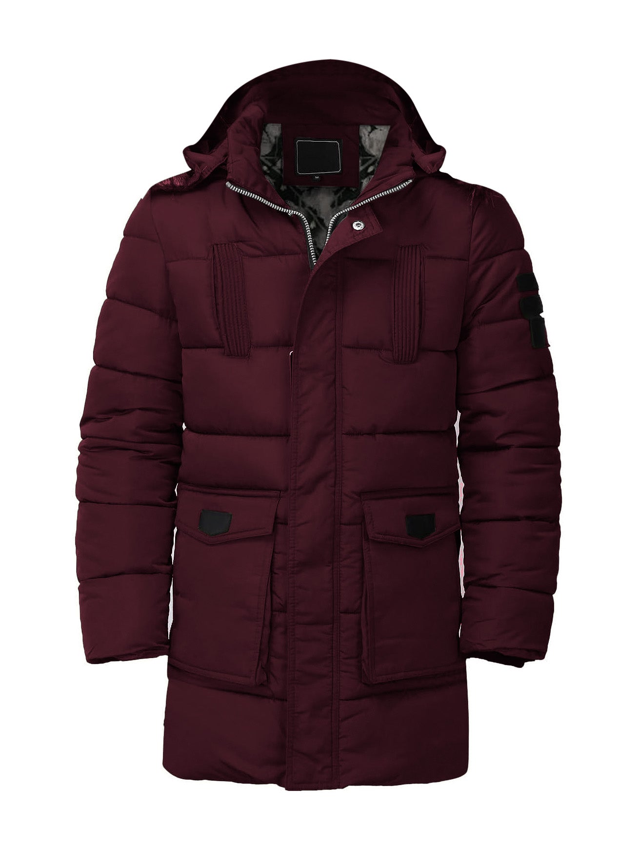 Premium Imported Parachute Long Puffer Jacket-Maroon-BE2219/BR14332