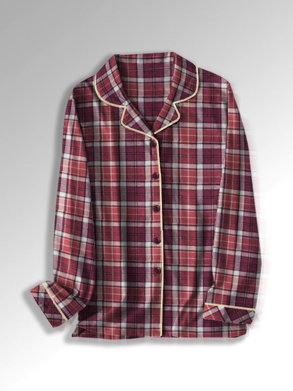 Premium Quality Flannel Night Shirt For Women-Allover Check-BE2445