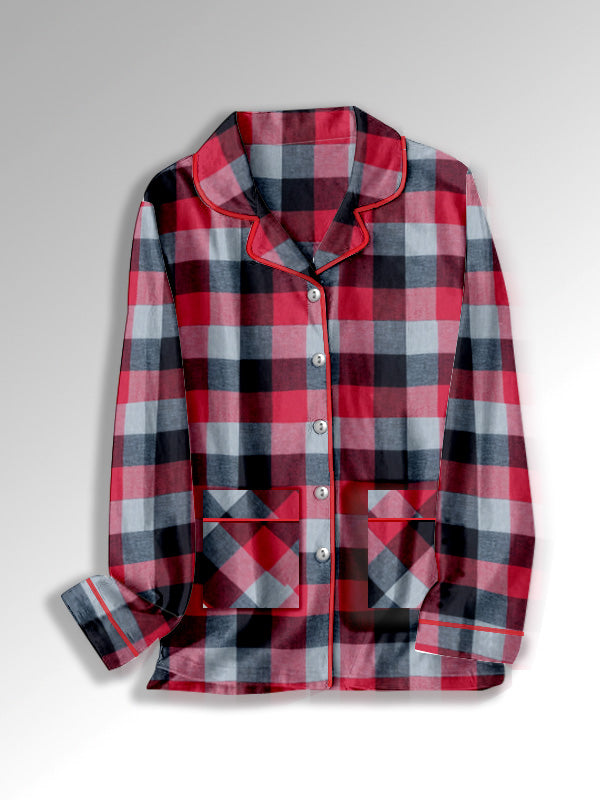 Premium Quality Flannel Night Shirt For Women-Allover Check-BE2449