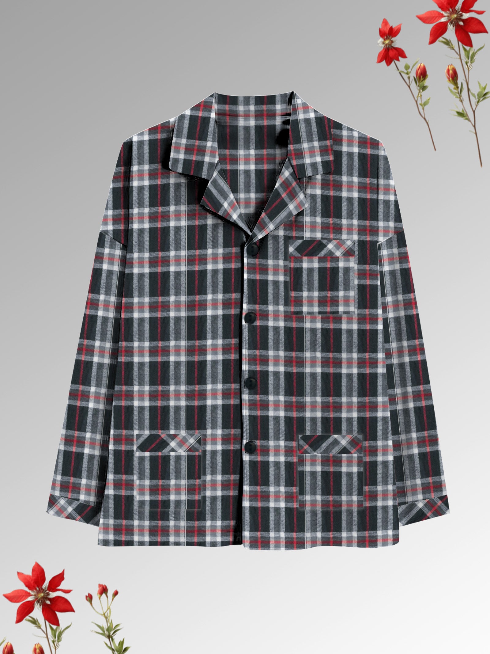 Premium Quality Flannel Night Shirt For Women-Allover Check-BE2450