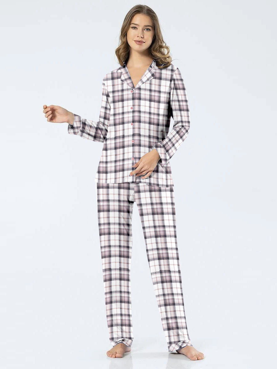 Premium Quality Flannel Night Suit For Women-Allover Check-BE2434/BR14483