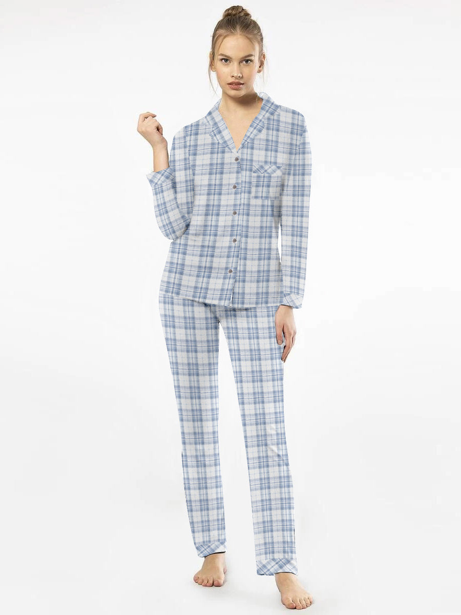 Premium Quality Flannel Night Suit For Women-Allover Check-BE2439/BR14487