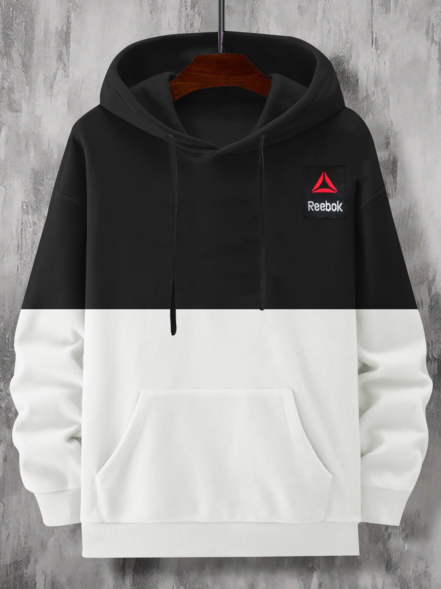 Reebok Terry Fleece Pullover Hoodie For Men-Black & White-SP3313