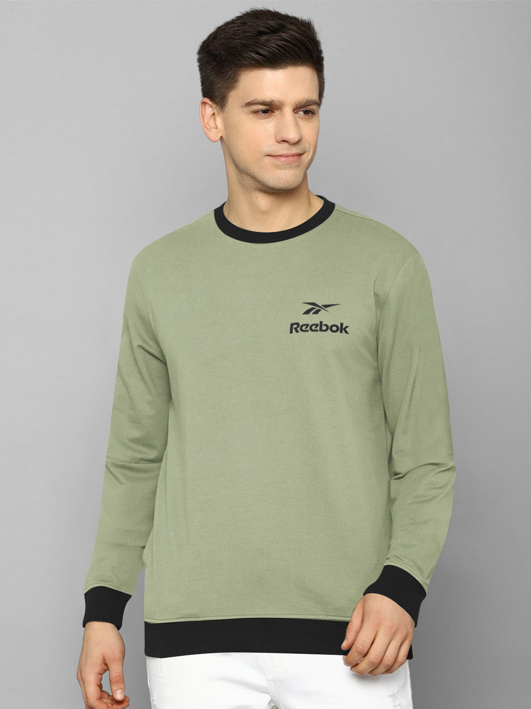 RBK Fleece Funky Style Sweatshirt For Men-Light Olive Green-BE2374