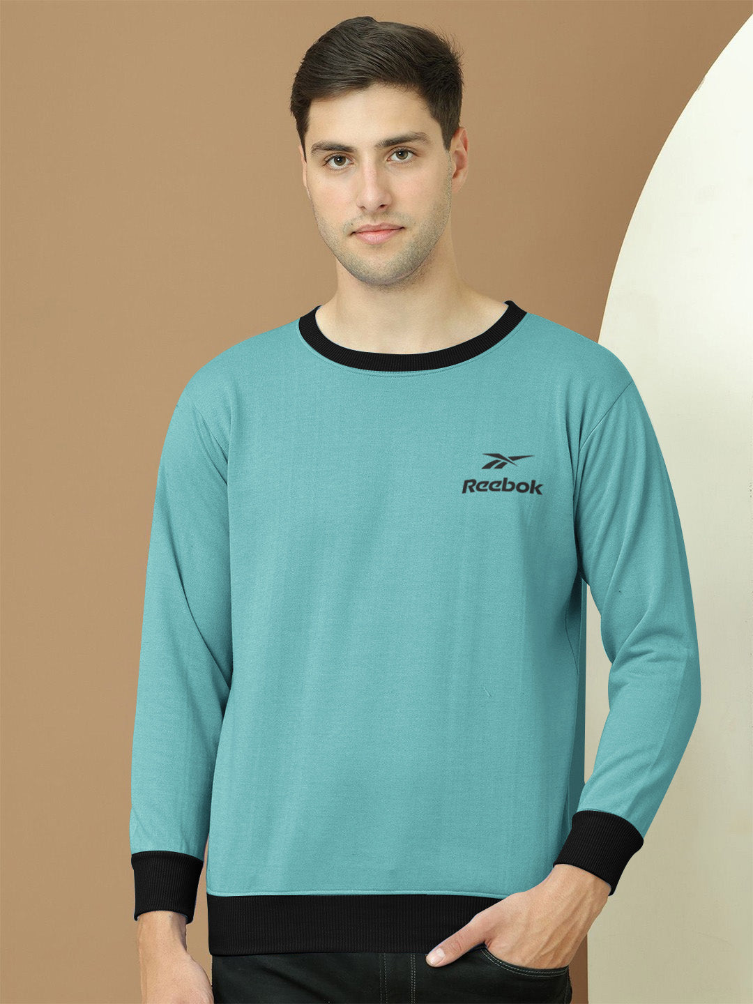 RBK Fleece Funky Style Sweatshirt For Men-Zinc with Black-BE2464