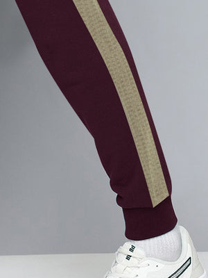 RBK Terry Fleece Jogger Sweatpant For Men-Maroon with Wheat Panel-BE2578