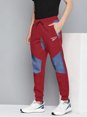 RBK Terry Fleece Jogger Sweatpant For Men-Red with Blue Lining Panel-BE2648