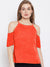 RI Shoulder Cut Out Shirt For Ladies-Flourscent Orange-BE1729