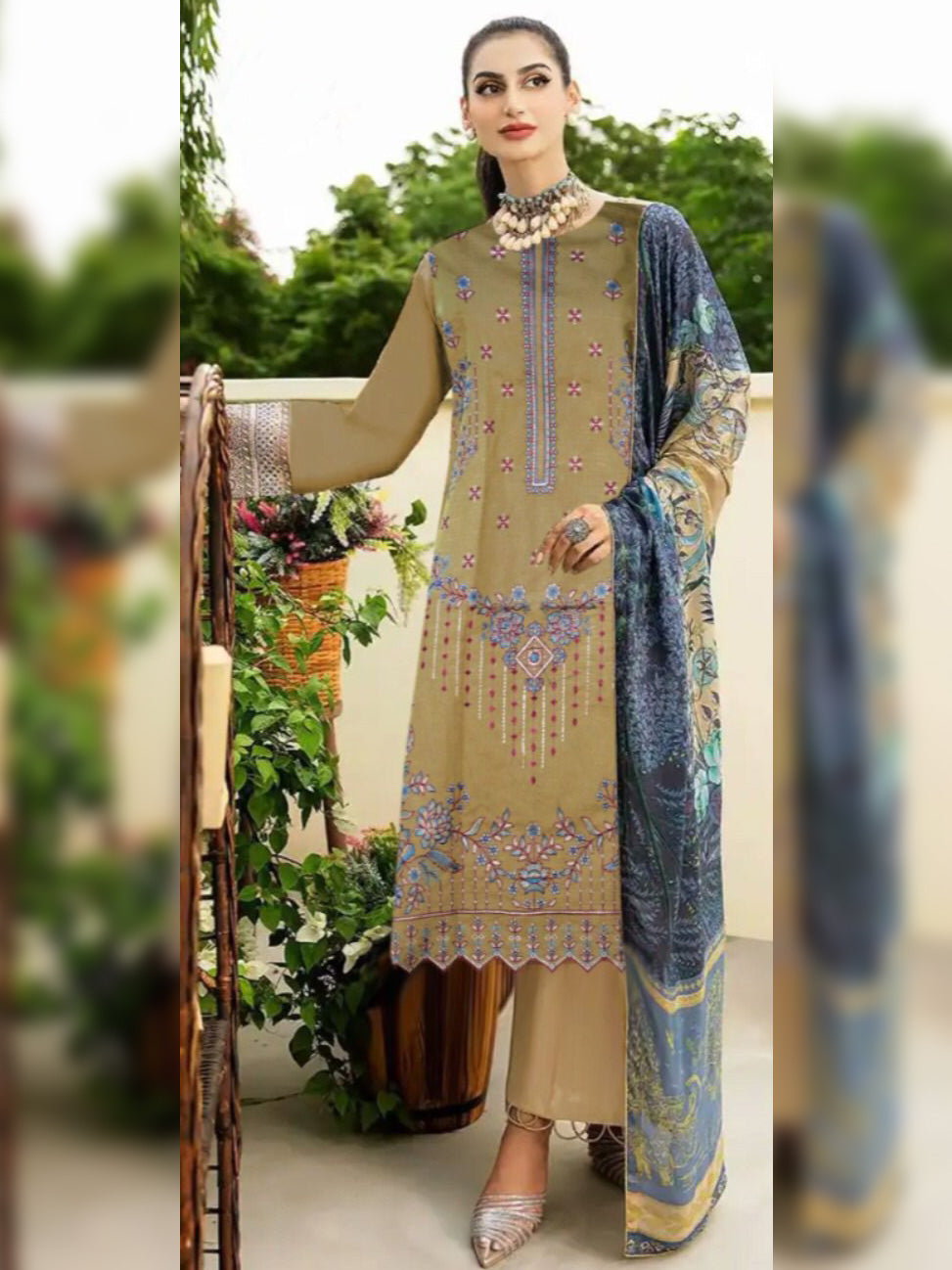 Ramsha Bana Doriya Embroidered Lawn Unstitched 3 Pcs Suit For Women-BE3097/BR14987