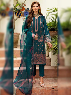 Ramsha Bana Doriya Embroidered Lawn Unstitched 3 Pcs Suit For Women-BE3098/BR14988