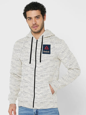 RB Terry Fleece Zipper Hoodie For Men-Off White Melange-SP51