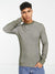 River Island Crew Neck 2 Tone Wool Sweatshirt For Men-Olive Green-BE594